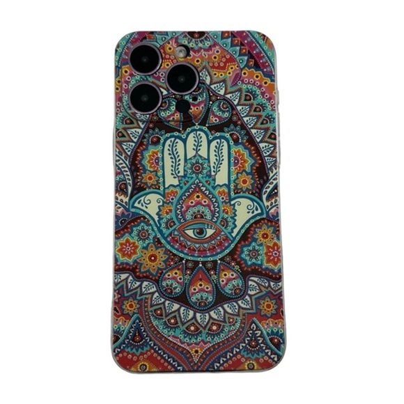 Stunning Hamsa Hand & Mandala Flower iPhone 14 Pro Max Case Shockproof & Stylish - Picture 1 of 7
